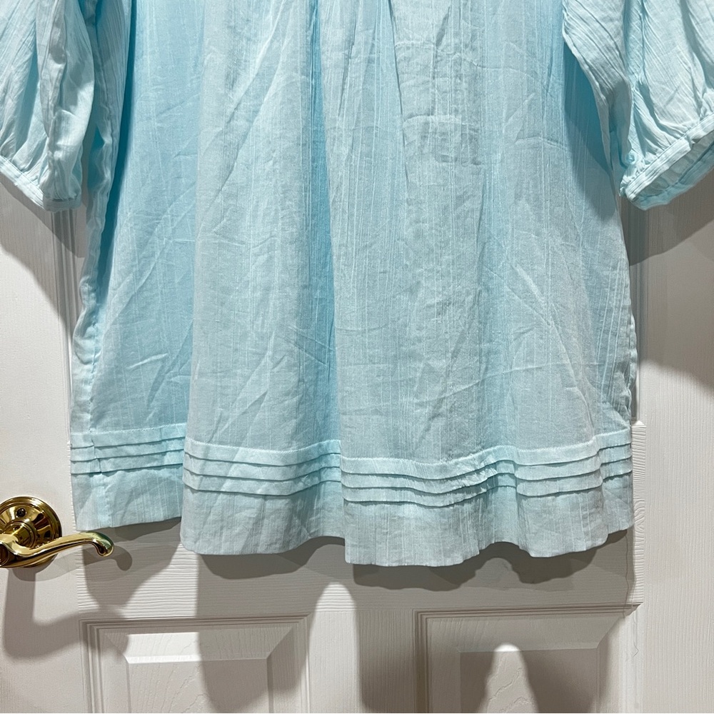 Soft Surroundings Light Blue Embroidered Cotton Tunic - Picture 6 of 10